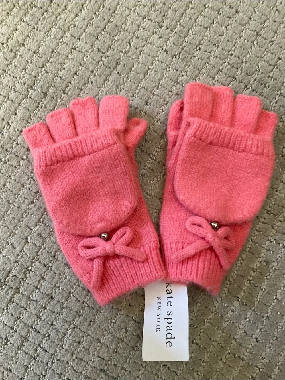 Kate Spade Pop Top Gloves and Headband in Chilled Apricot Modern Preppy Feminine